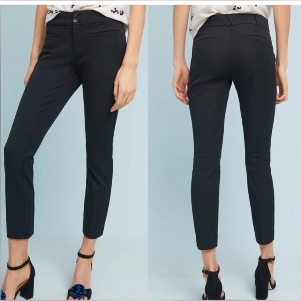 The essential SLIM by Anthropologie black ankle length trousers Size 8